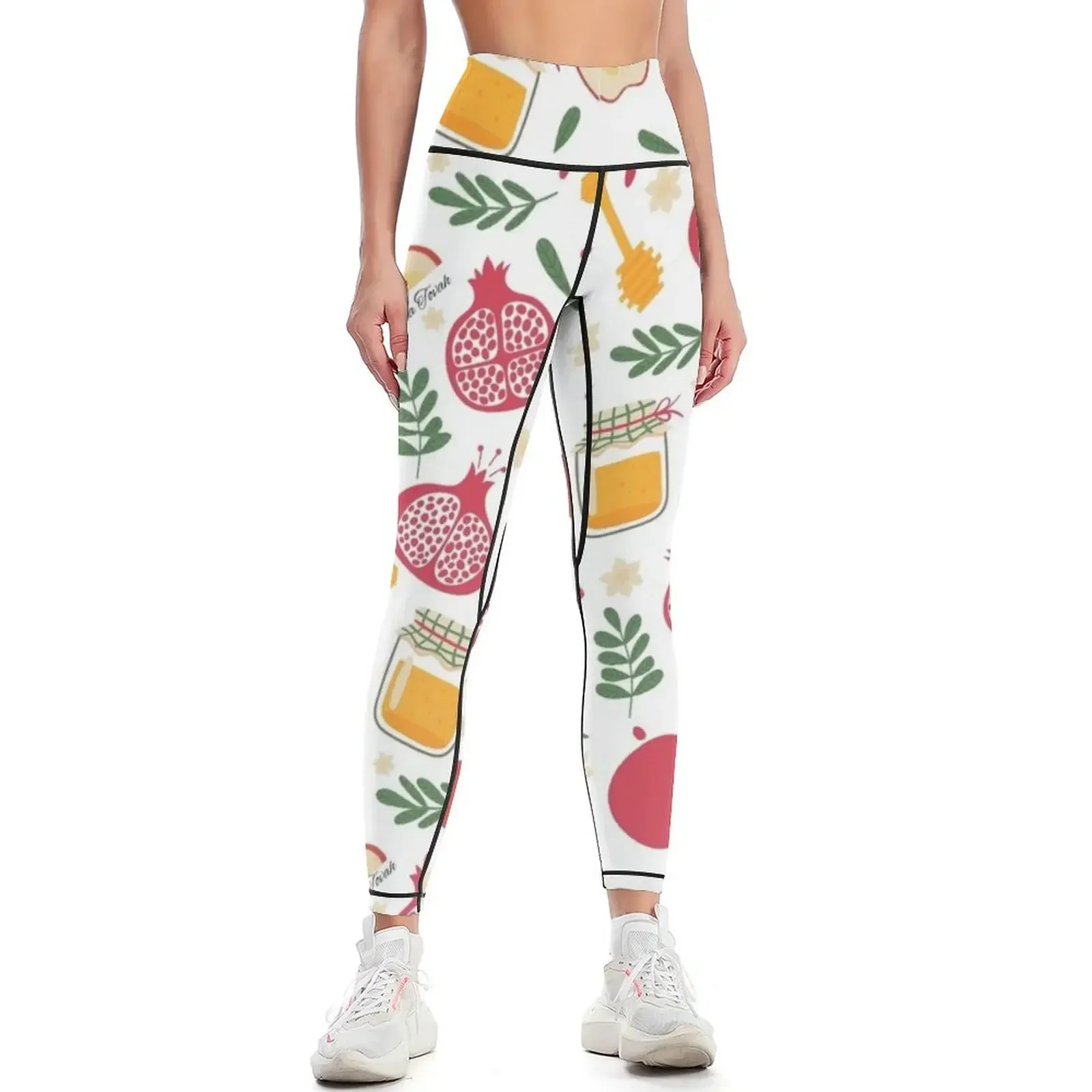 

Rosh Hashanah Apple Honey and Pomegranite Leggings gym pants gym's sportswear Women's sportswear Womens Leggings