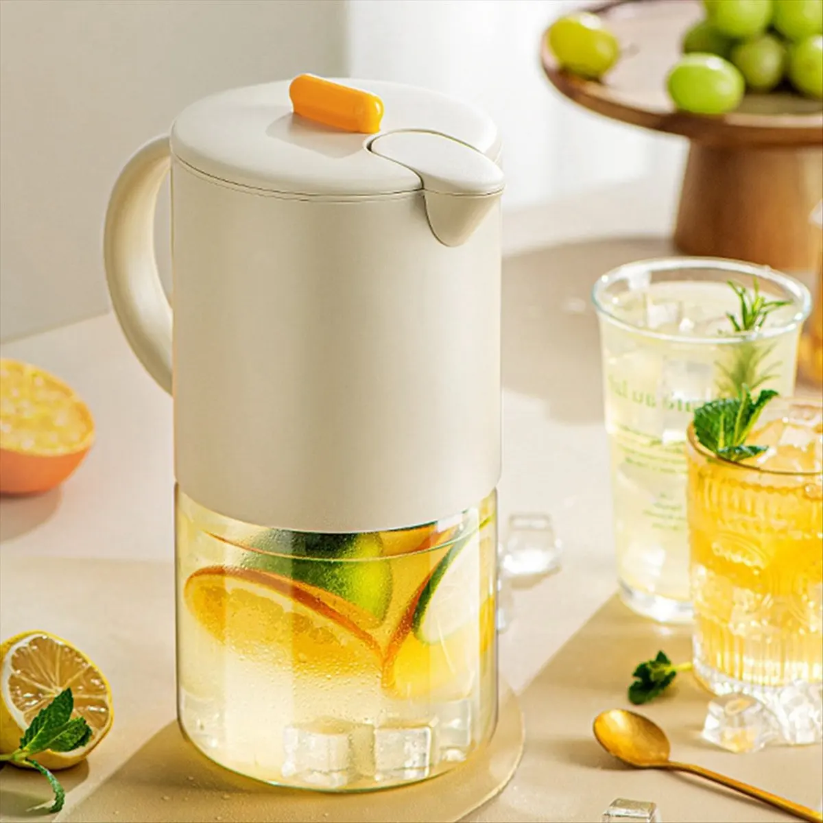 

Портативный стеклянный кувшин BABQ с крышкой, кофейник для кухни с ручкой, чайник для кофе и чая, посуда для кофе и чая, 1500 мл, светло-зеленый