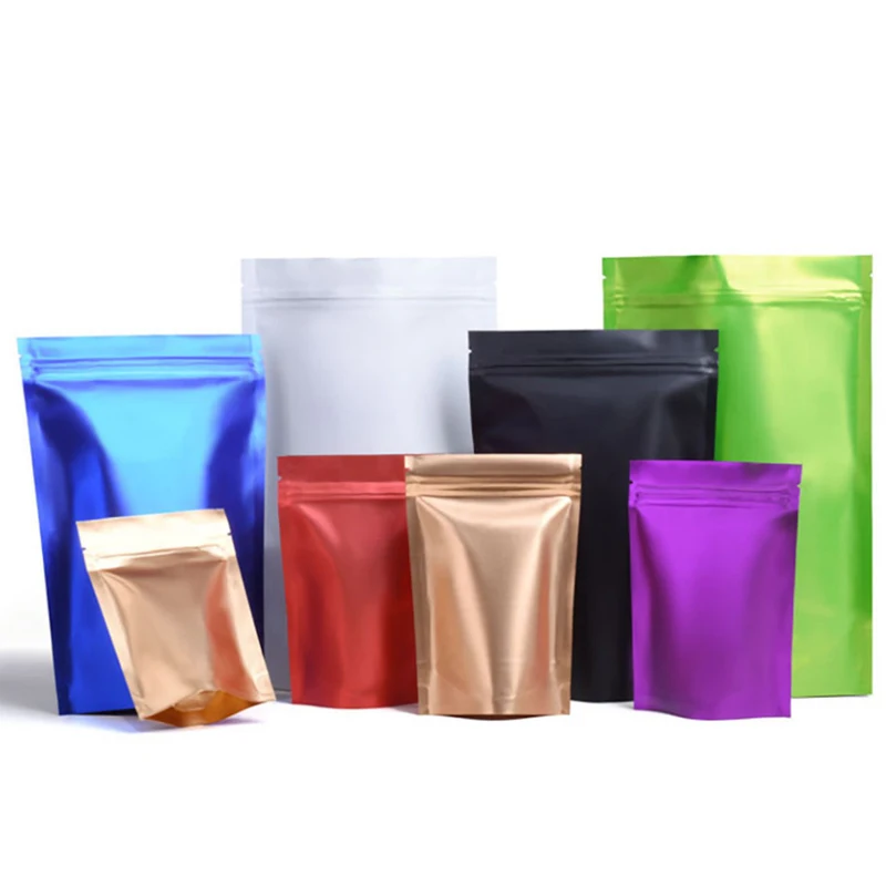 Custom Mylar Bags with Logo Printed, Resealable Aluminum Foil, Stand Up Ziplock, Tea Nuts and Cookies Packaging Pouch