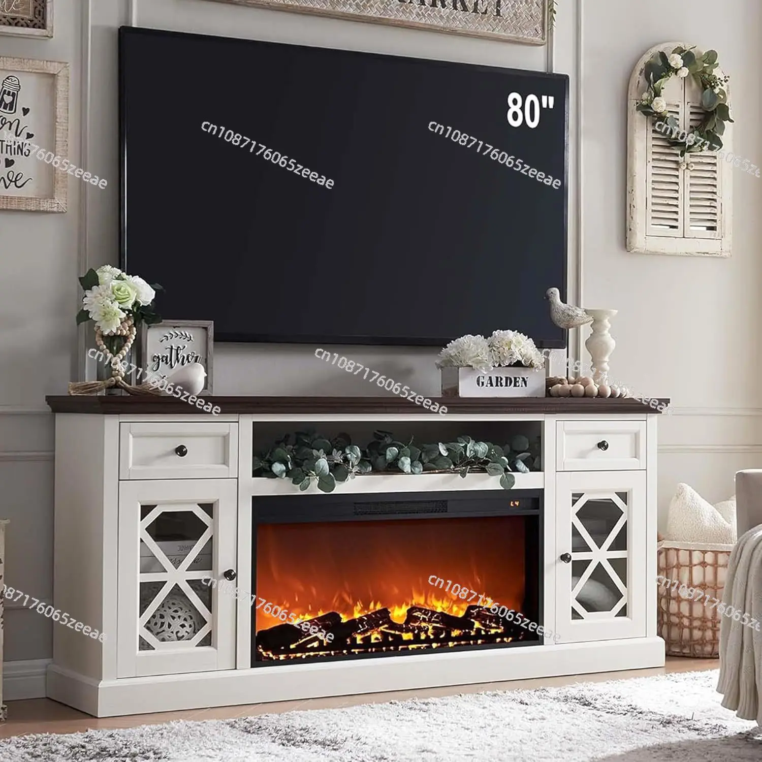 Farmhouse Fireplace TV Stand with 36