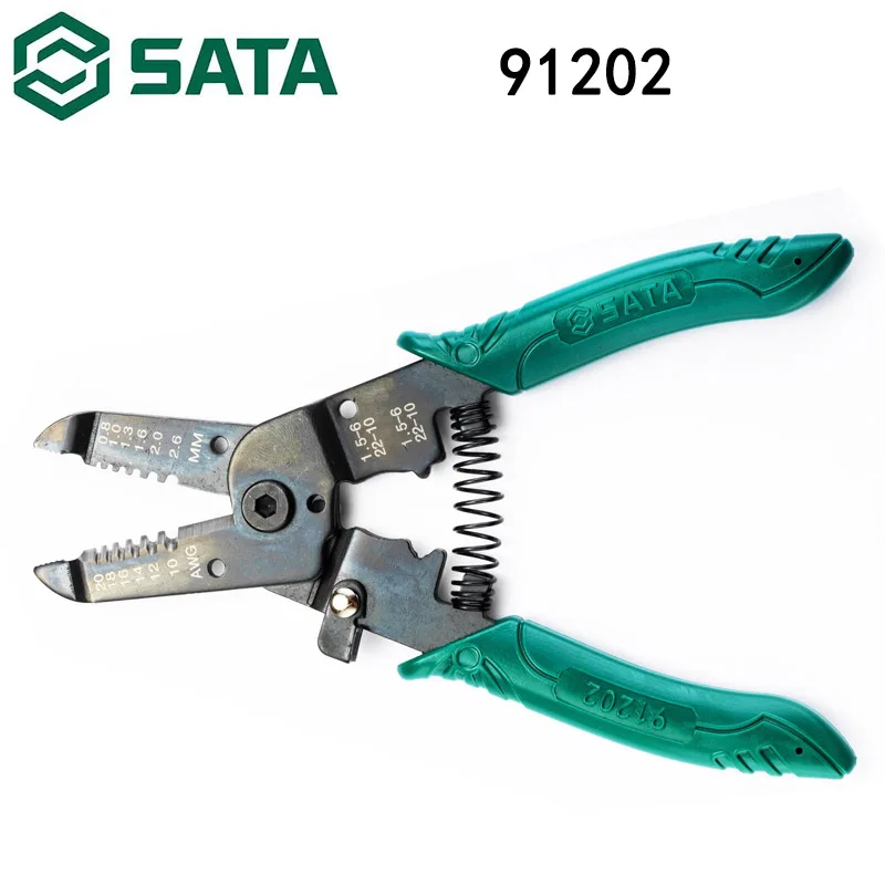 Sata 91202 Multifunctional Electrician Wire Stripping Pliers With Cutting Edge 7-Inch Crimping Pliers