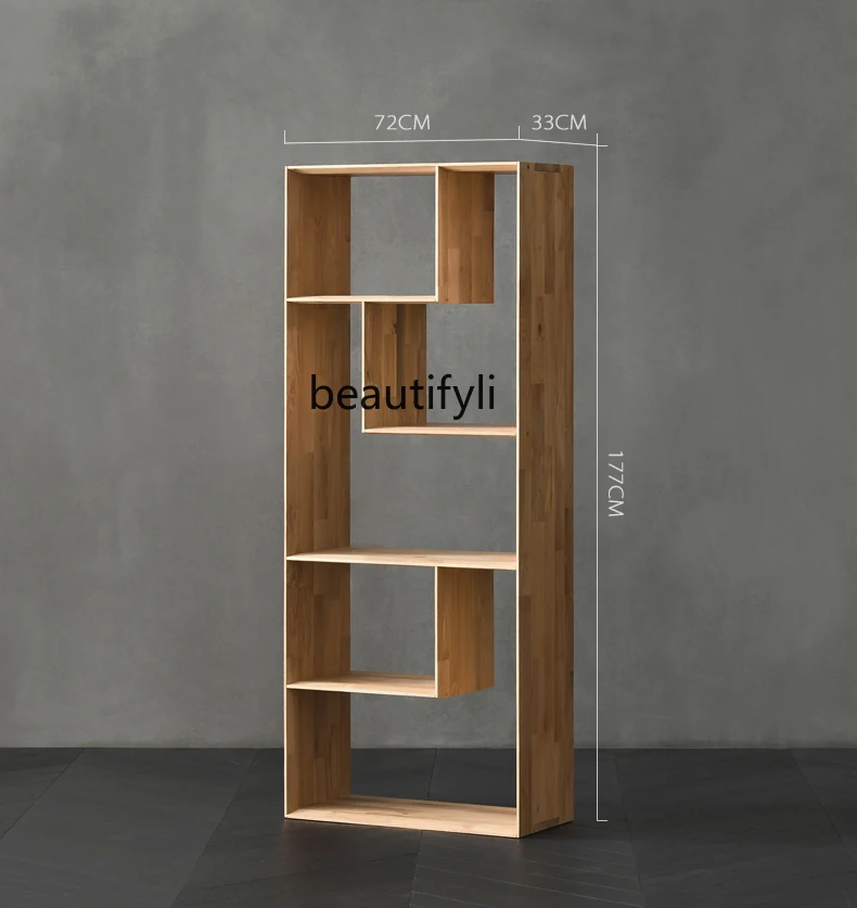 Nordic Modern Minimalist Solid Wood Furniture Oak Bookshelf Storage Rack