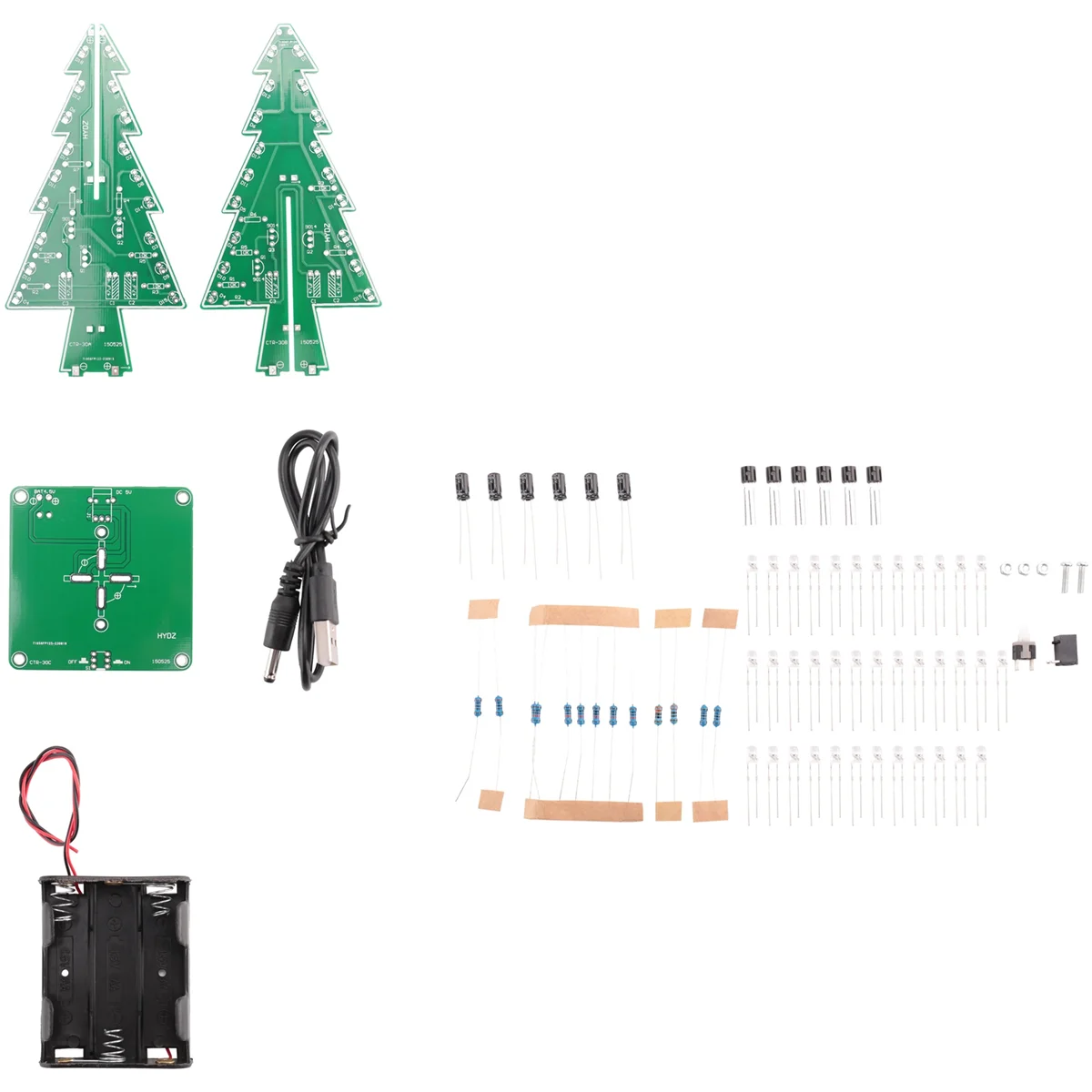 EEQKIT DIY Christmas Trees Soldering Project, 3D Christmas Trees LED Kits DIY Electronic Kit Soldering Assembly 7 Color Fun Kit