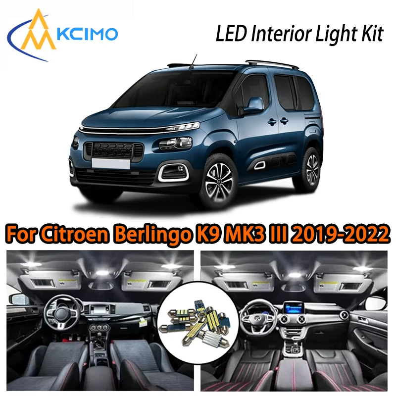 

Amazing With LED Lights For Citroen Berlingo K9 MK3 III 2019-2022, White Ice Blue Two Colors Super Bright Interior Kit
