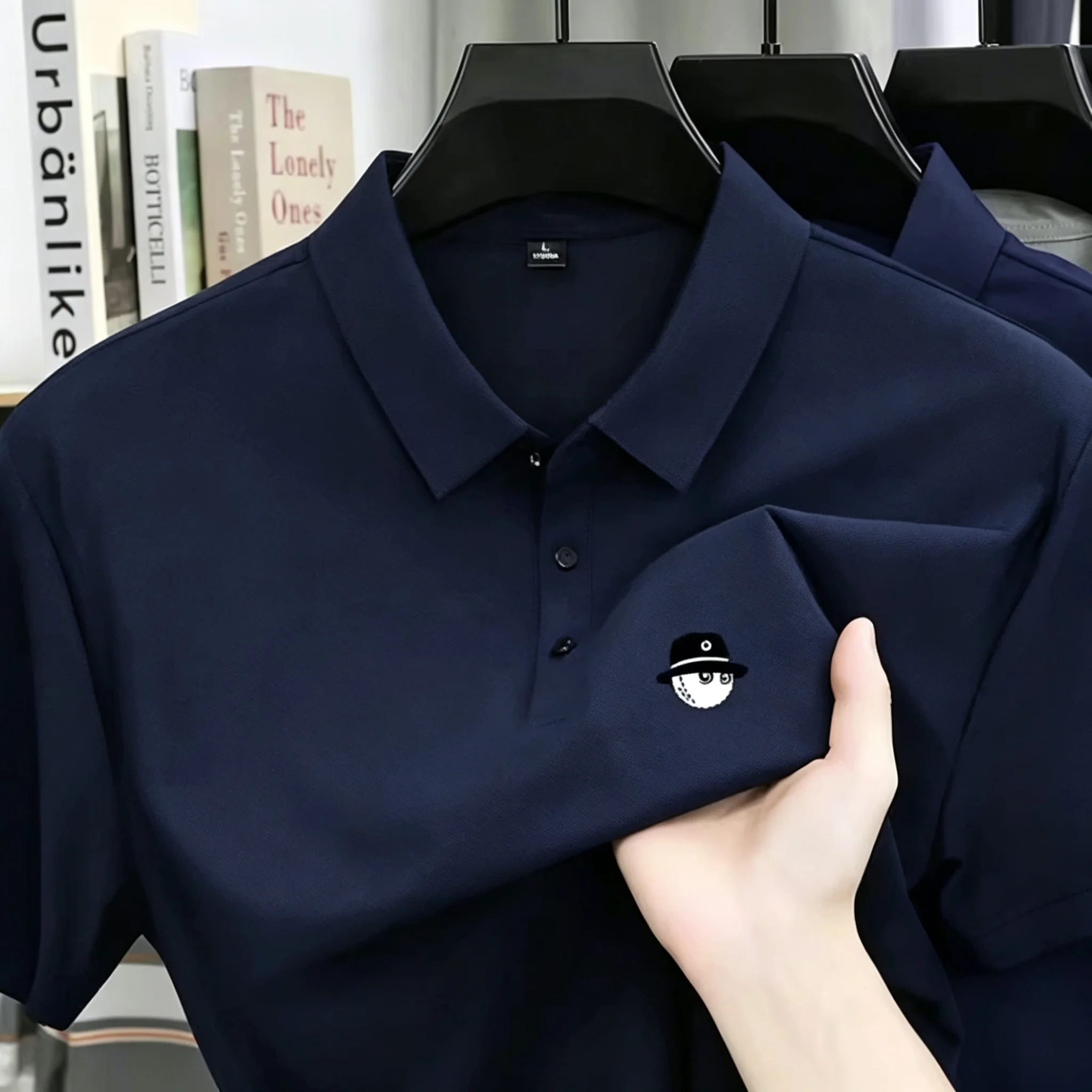 Sommerliches Herren-Golf-Poloshirt im neuen Stil mit modischer Stickerei, bequemes und atmungsaktives, lässiges Business-T-Shirt-Poloshirt – Detail 8