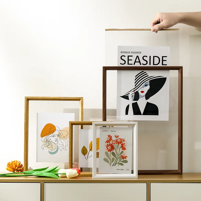 Double-sided transparent picture frame A4 table calligraphy display frame mounted frame 6 