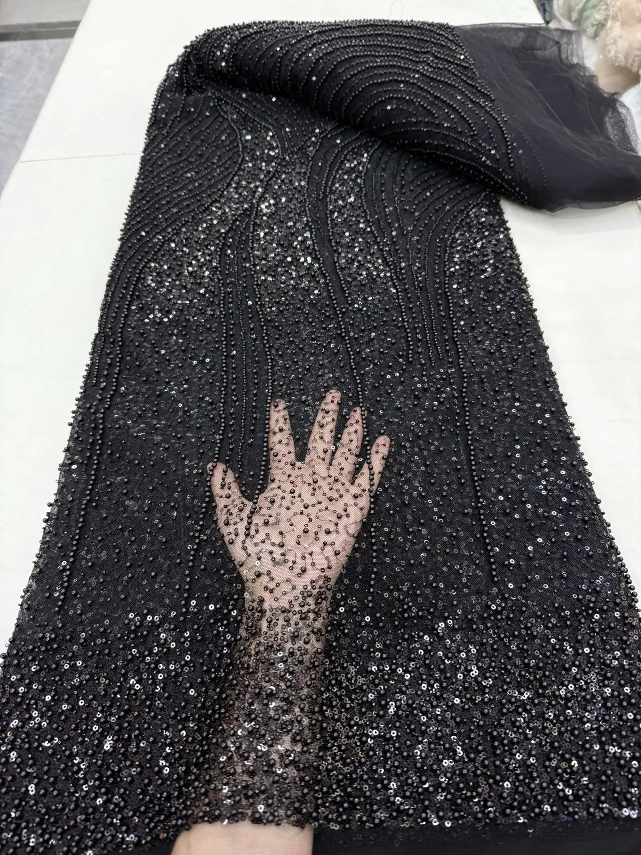 Africa Nigerian Beaded French Mesh Lace With Sequins High Quality 2025 Embroidery Lace Sequins Lace For Wedding Dresses Women