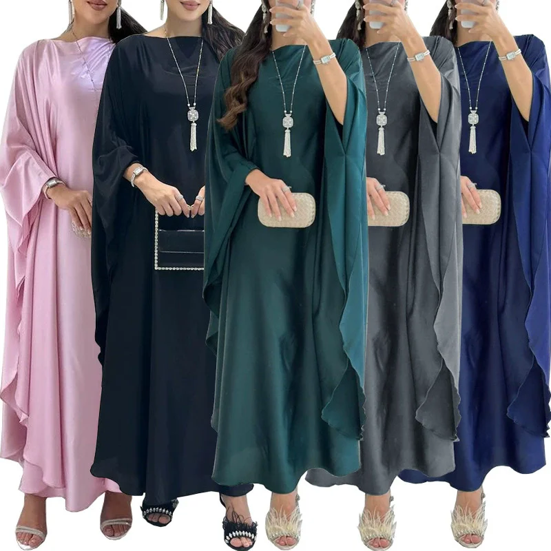 

Middle East Abaya Muslim Women's Dress, Islamic Arab Dress, Luxury Fashion Pullover Soft Light Forged Sleeves Robe Women's Wear