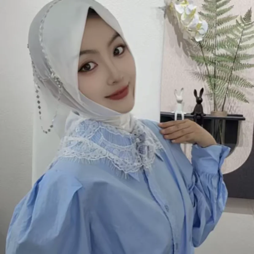 Boutique Lace Moslem Malasia Head Cover Swallowtail Hijab