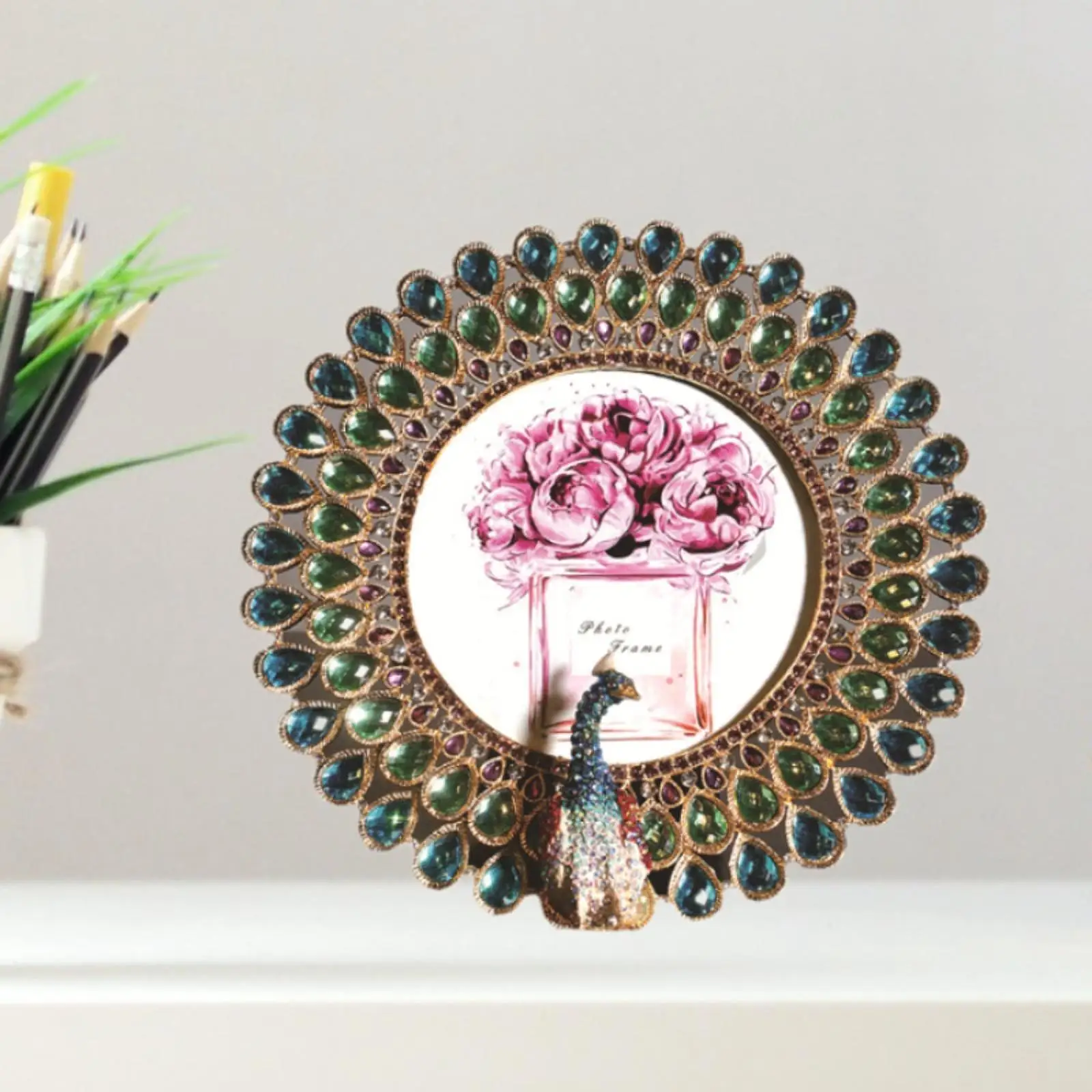 Peacock Photo Frame Ornaments Wedding Gift Table Centerpiece Picture Frame