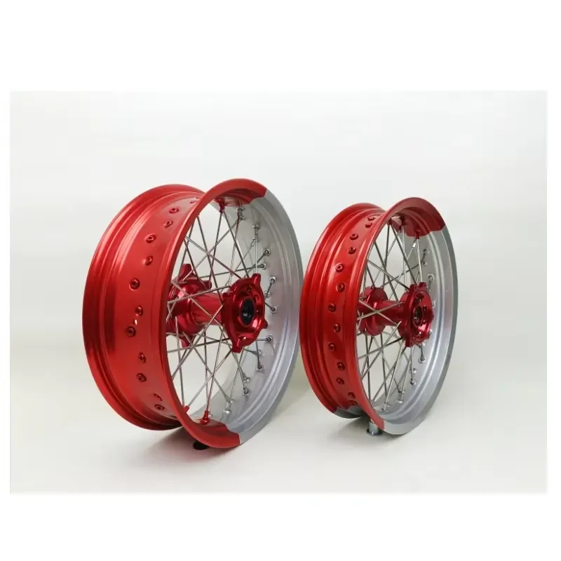 【2026 New Design】 Fit CR125/CR250R/CRF250R/CRF450R/CRF250X/CRF450X/CRF250/450 Bi-color 16/17 Inch Supermoto Wheel Wheels Set