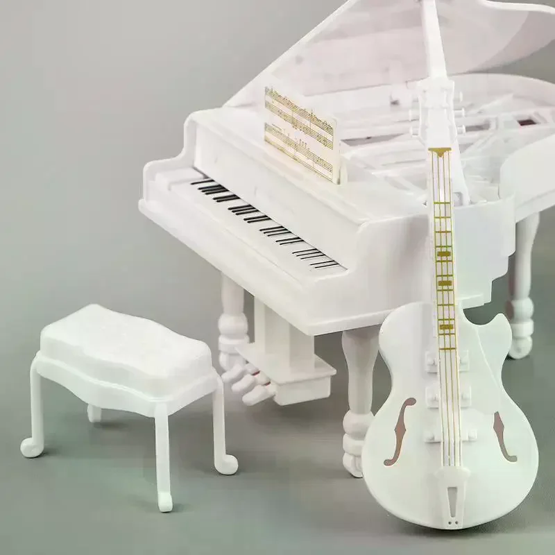 3 pçs instrumento musical adereços em miniatura casa de bonecas piano de cauda móveis guitarra violoncelo modelo boneca acessórios simulação ornamentos