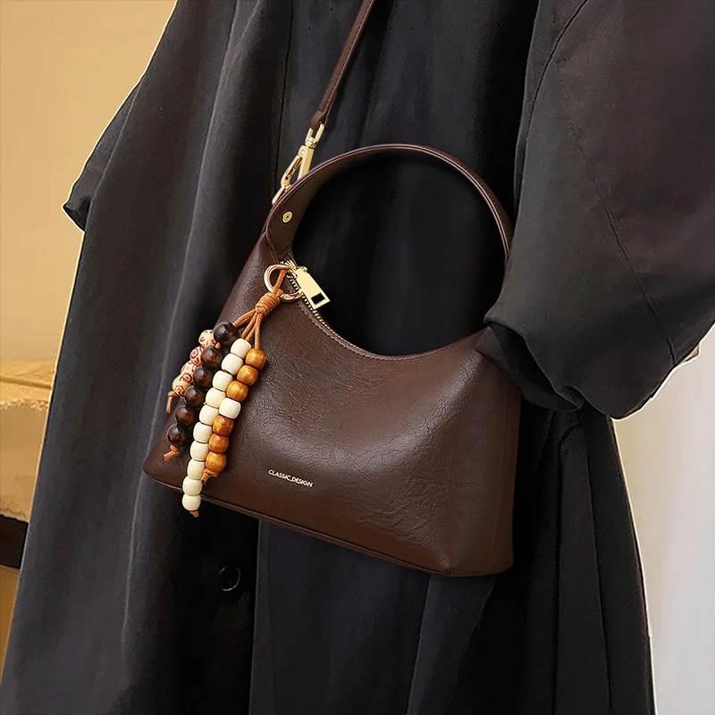 

Коричневая простая женская сумка, модная женская сумка из воловьей кожи + искусственная кожа, универсальная сумка через плечо на осень и зиму