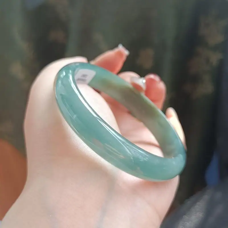 Grade A , fine and smooth, ice-type, aquamarine jadeite, bracelet size 59