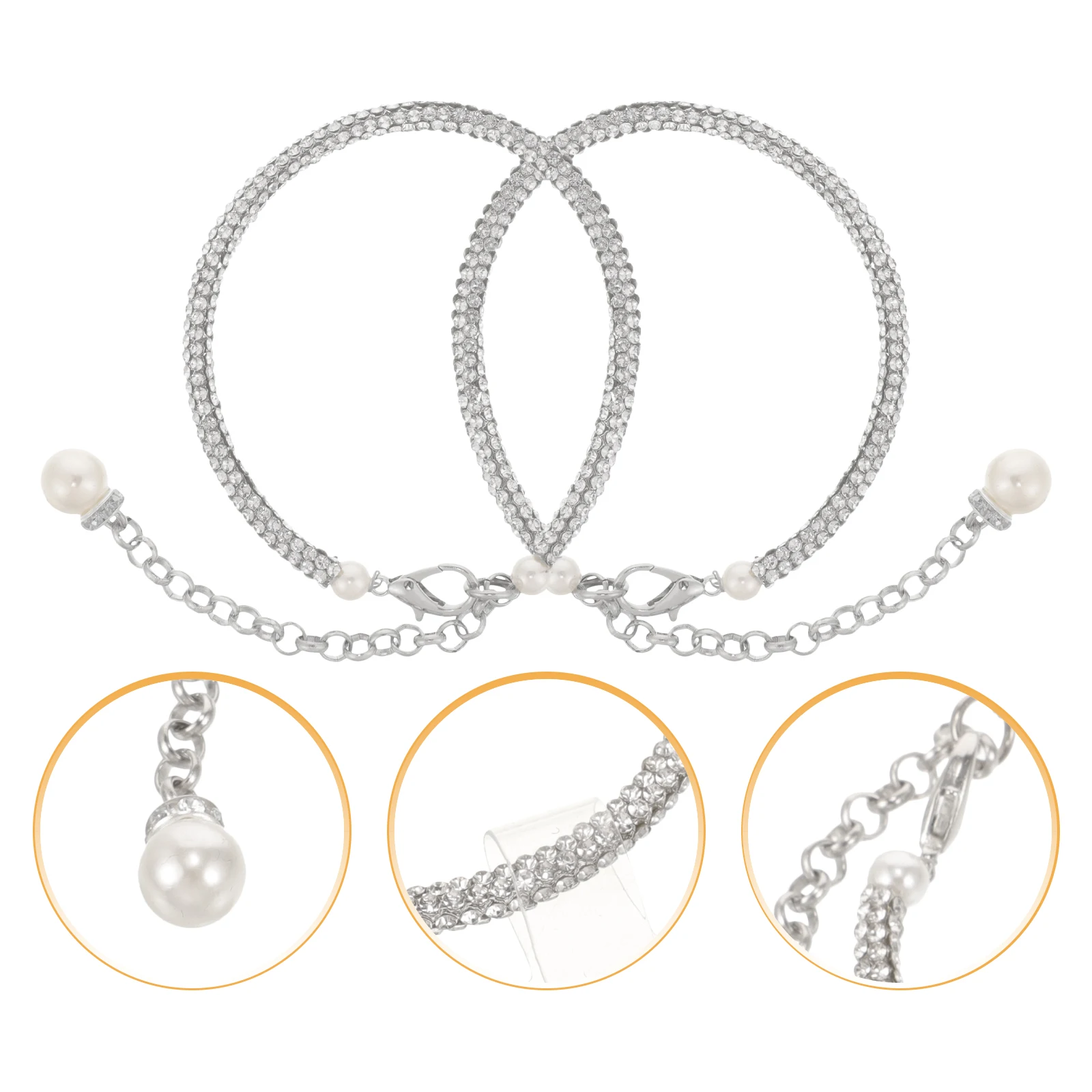 

Rhinestone Pearl Ankle Strap for High Heels Shoes Clasp Design Replaceable Shoe Chain Straps Women Comfortable Wear Reusable