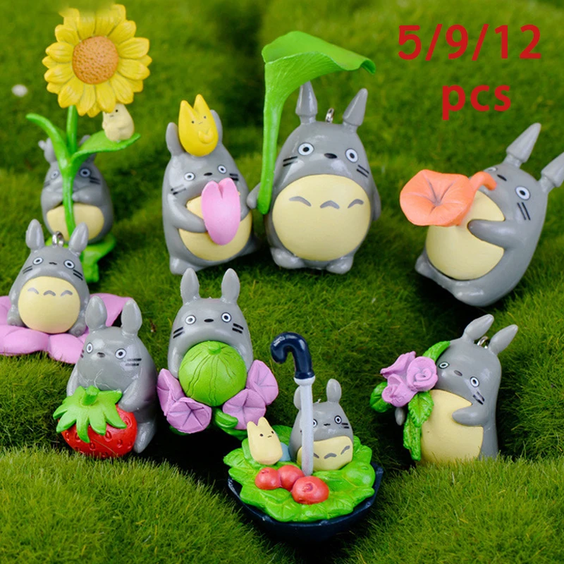 5-12pcs Anime Miyazaki Hayao Series Totoro Figure Mini Statue Cute Micro landscape  decorative ornaments Car ornament Kid Gifts