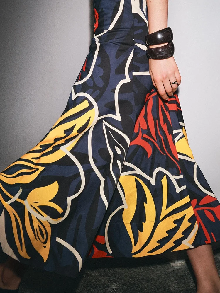 

New Summer Midi Skirt Women's Slimming Versatile Floral Print High Waist f Body Skirt Commute Sle A-Line Skirt