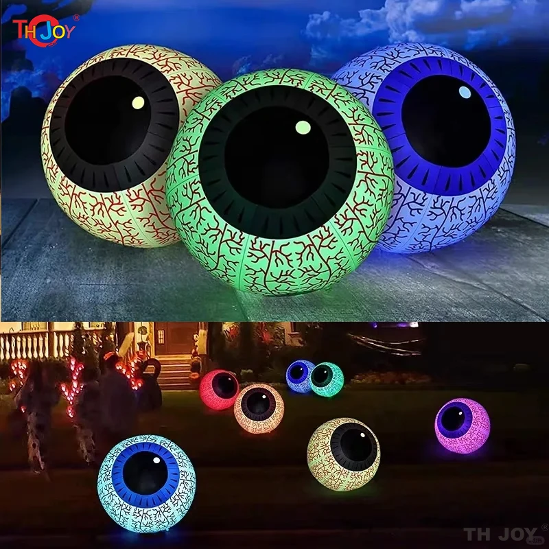 2M هالوين مقل العيون القابلة للنفخ مع أضواء LED عطلة الرعب زينة حديقة ساحة الديكور المضيء