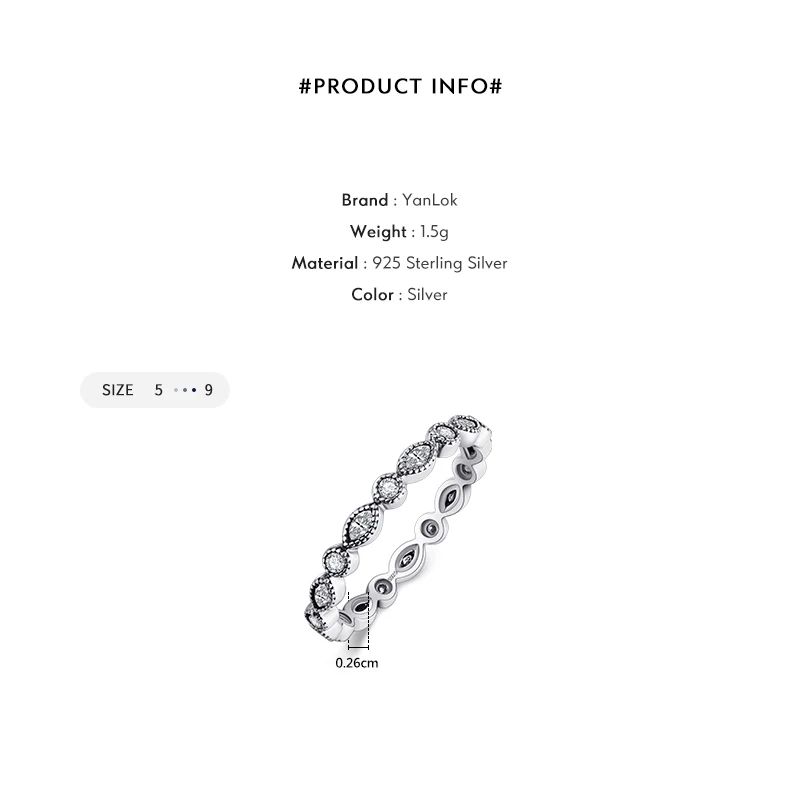 YANLOK Finger engagement rings Authentic 925 Sterling silver Rings for women CZ Sparkling Jewelry  Bague fashion Accessories