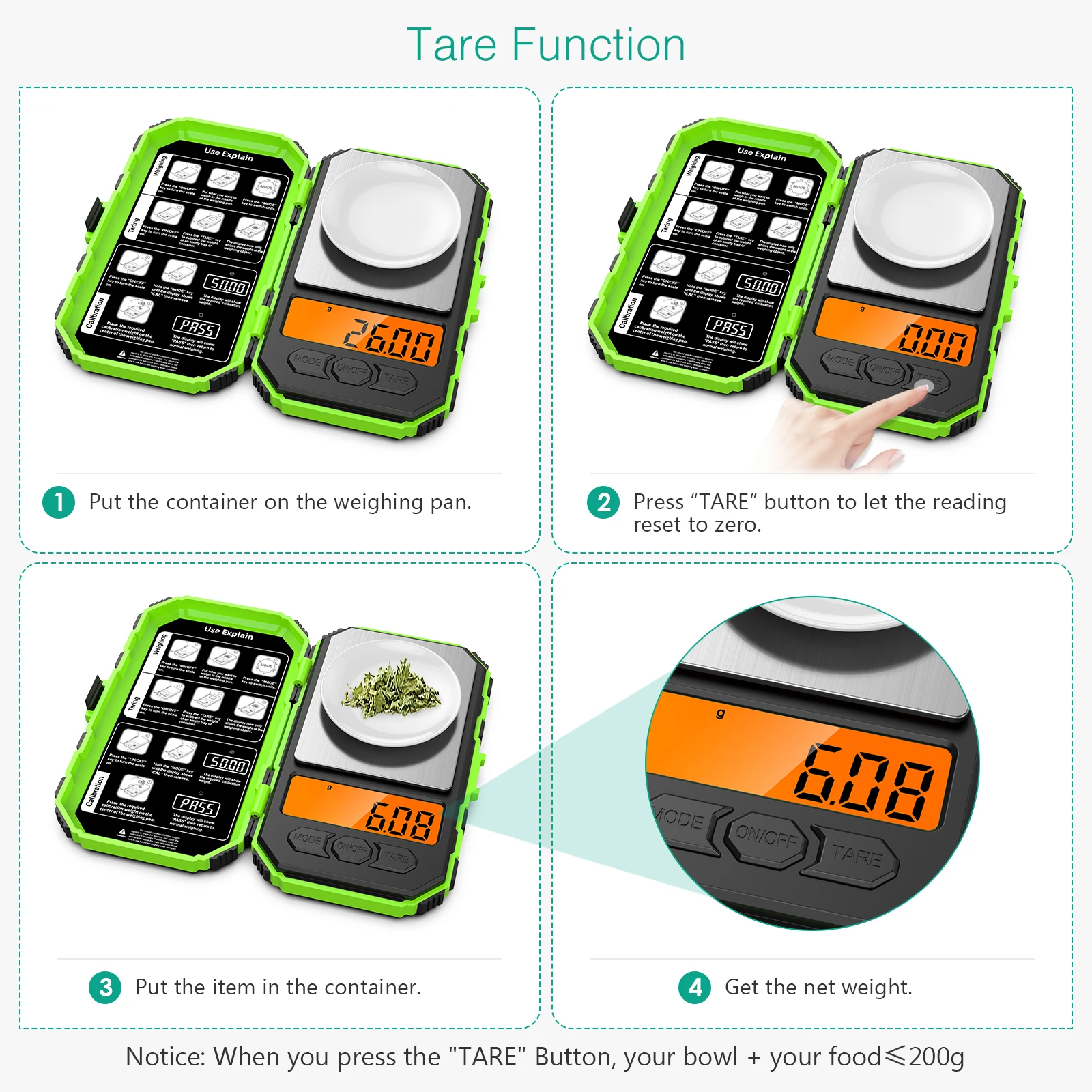 Digital Scale 200g/0.01g Portable Mini Electronic Scale Precision Professional Scales Pocket Scale With 50g Calibration Weights