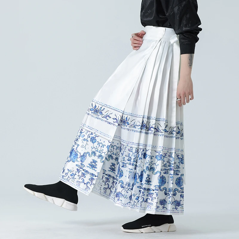 Purchase High-quality Chinese Versatile Engagement Evening Dresses White Printing Horse Faced Skirts Hanfu Men Women's Clothing