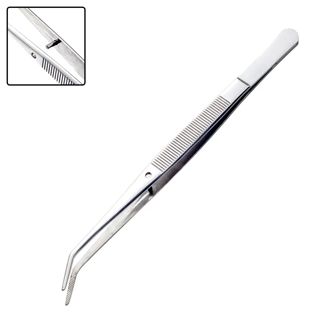 1pc Stainless Steel Nail Art Nippers Tweezers Manicure Pedicure Cleaning Tools Picking Up Cotton Tool