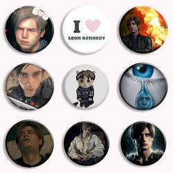 I Love Leon Kennedy Button Pin Creative R-Resident Evil Game Leon Funny Meme Cartoon Brooch Badge Bag Decor Fans Collect Gift