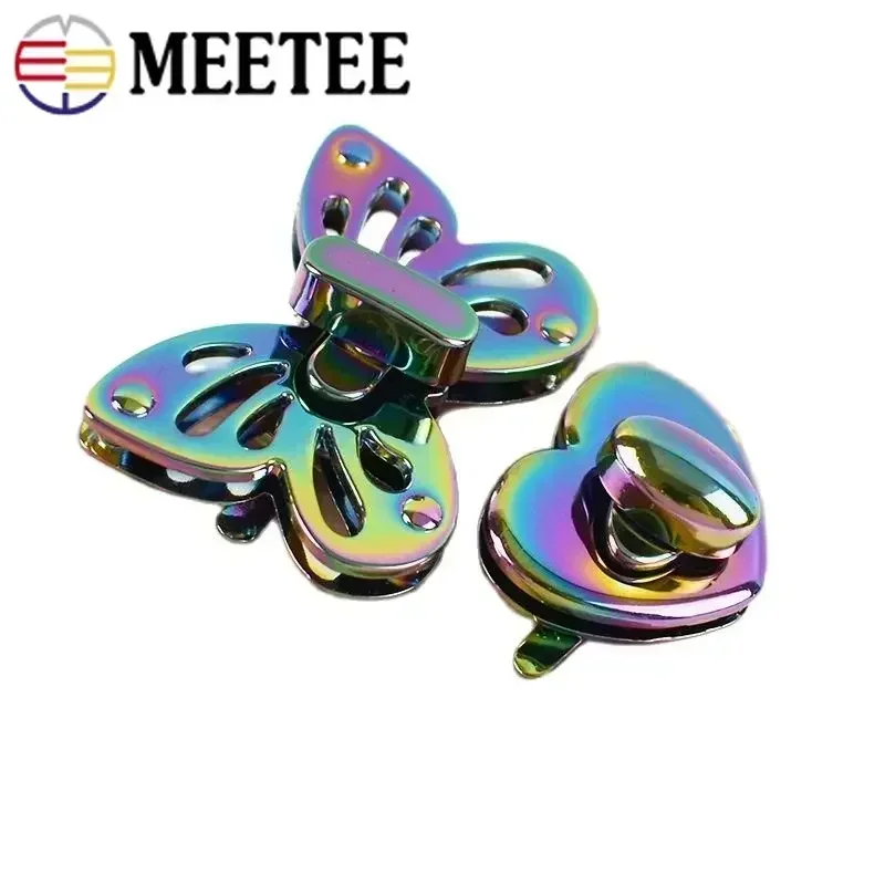 1/2Pcs Rainbow Metal Bag Buckle Turn Twist Purse Lock Decor Clasp Handbags Leather Bags Closure Craft Hardware Accessories