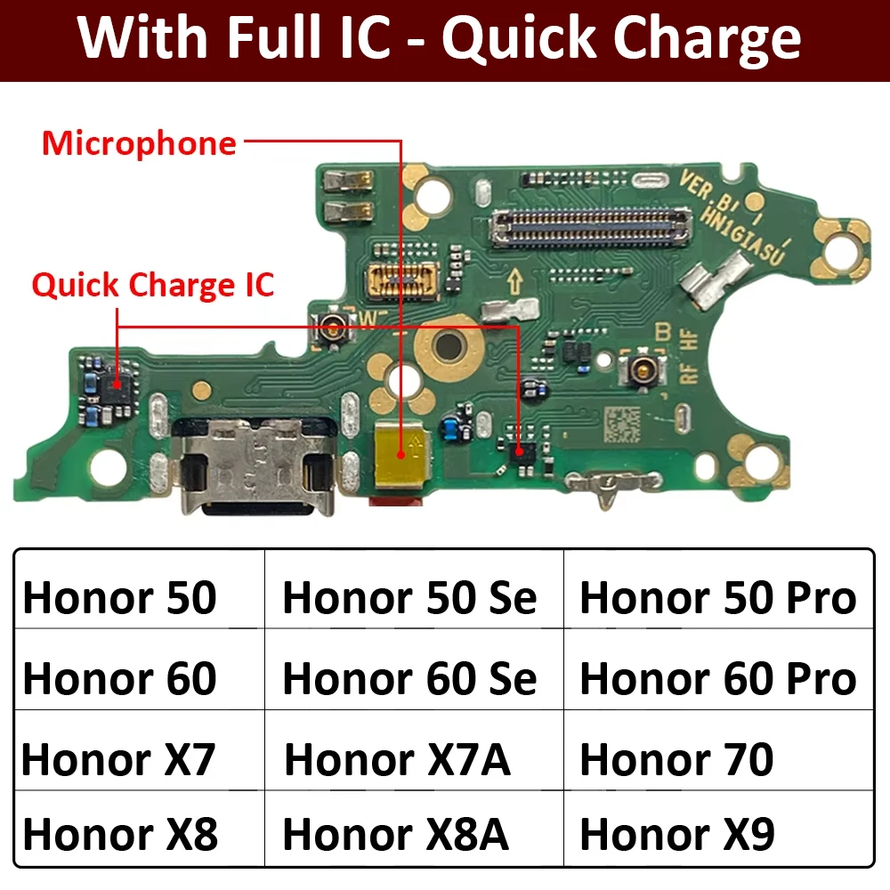 USB Power Charging Board Connector Plug Port Dock Flex Cable For Huawei Honor 50 60 70 Pro Se lite X7 X7A X8 X8A X9 5G