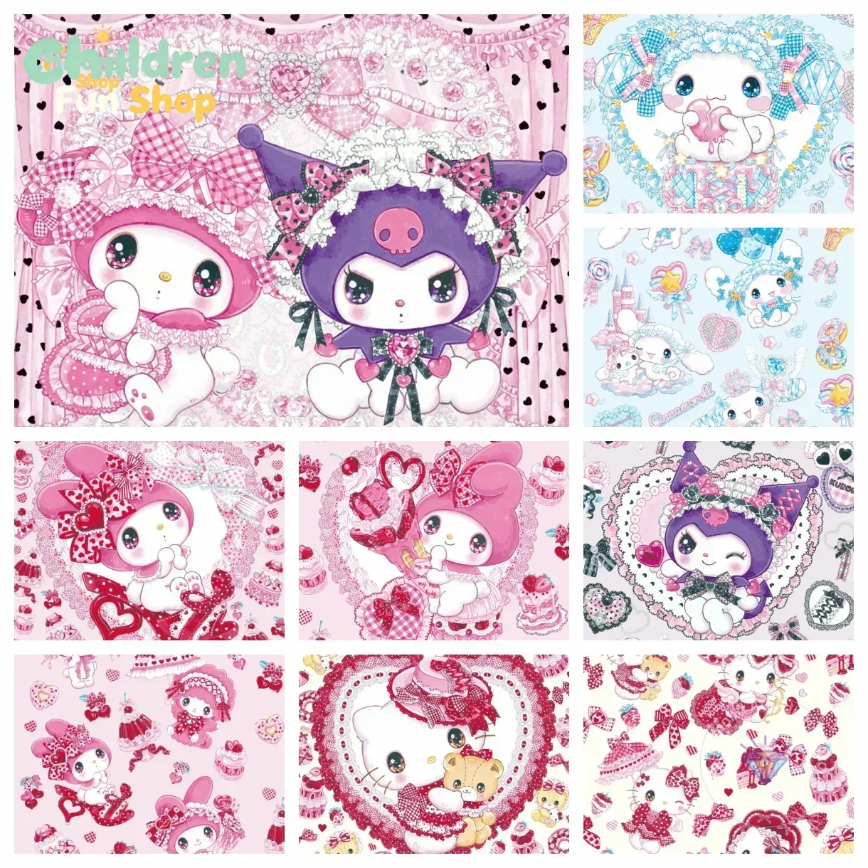 Sanrio AB Diamantmalerei Kulomi My Melody Farbölmalerei Handmosaik Kunst 5D Kinderzimmerdekoration Geschenk Ohne Rahmen Ohne Fr