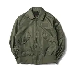Men's Vintage CWU-45 Flight Jacket Autumn American Military Uniform Aviator Coat Turn Down Collar Retro Outerwear