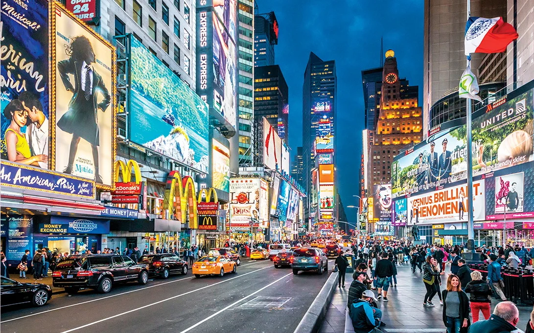 New York Times Square Photography Backdrops Street Buildings Cars Modern City Night Scenery Photography Backgrounds Photophone