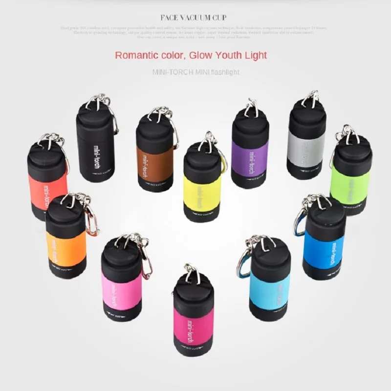 LED 마이크로 포켓 손전등 휴대용 USB 충전식 키체인 손전등 방수 가정용 야외 하이킹 캠핑 손전등 썸네일 2