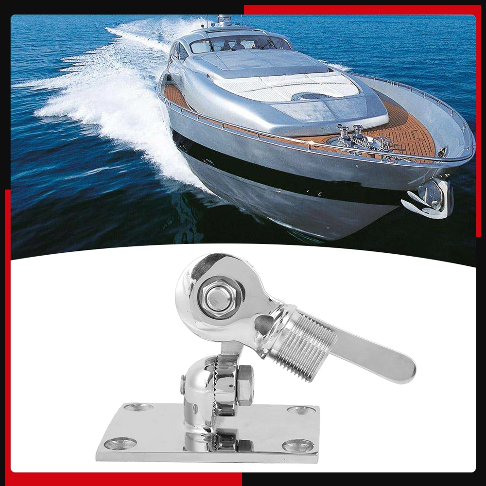 

38mm/1.50in 316 Stainless Steel Marine VHF Antenna Dual Axle Adjustable Base Mount Aerial Base