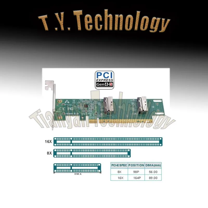 PCI-E 5.0 PCI-Express 16x PCIe x16 to Two MCIO 8i Adapters SFF-TA-1016