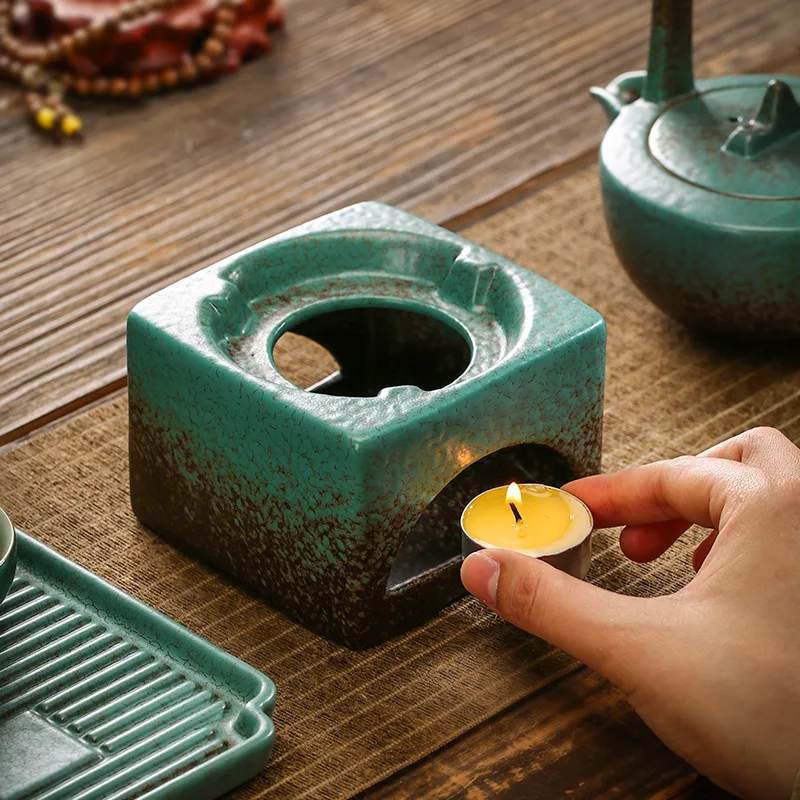 3 in 1 Tea Stove Retro Oil Incense Burner Ceramic Essential Aromatherapy Lamps Aroma Stove Home Living Room Indoor Candle Holder