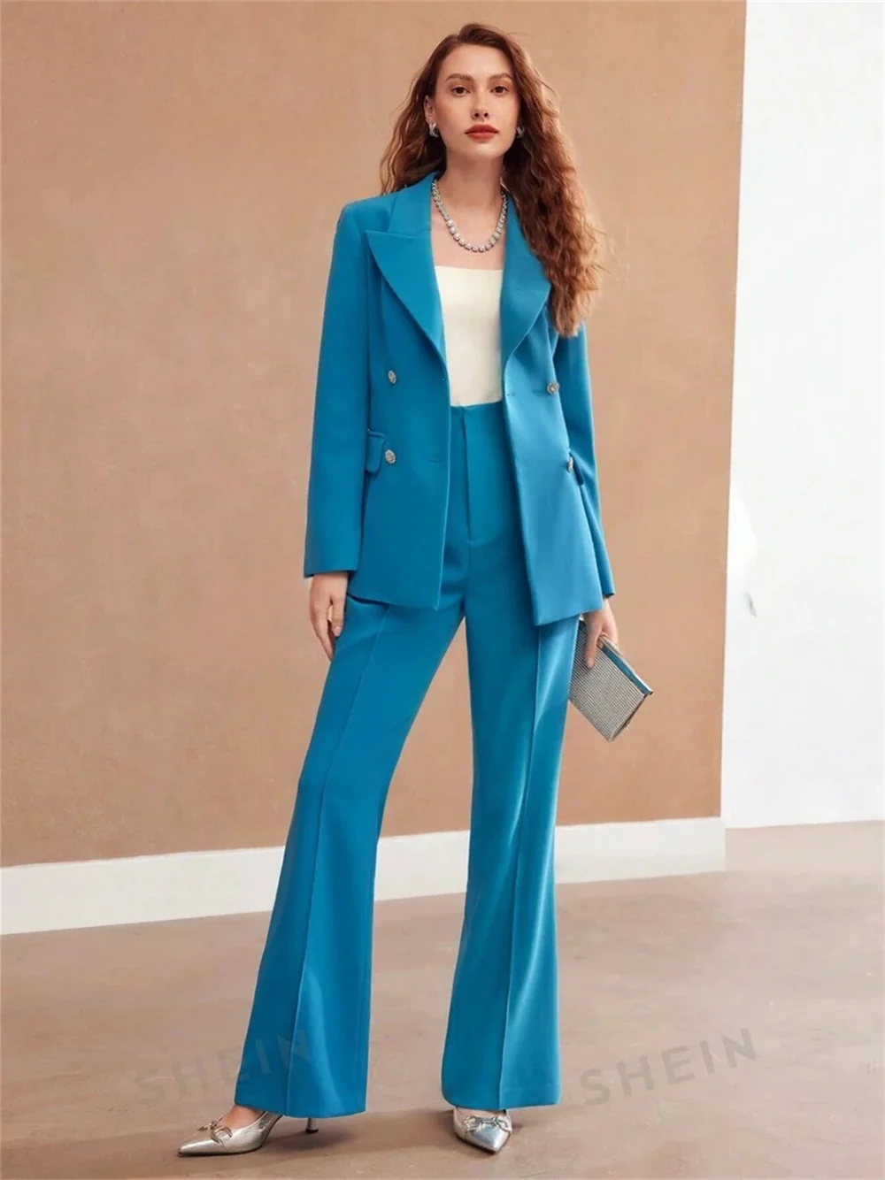 Luxurious Peacock Blue Women Pant Suits 2025 Stylish Autumn Business Women's Suit Formal Party Suits Wedding Vestidos De Novia