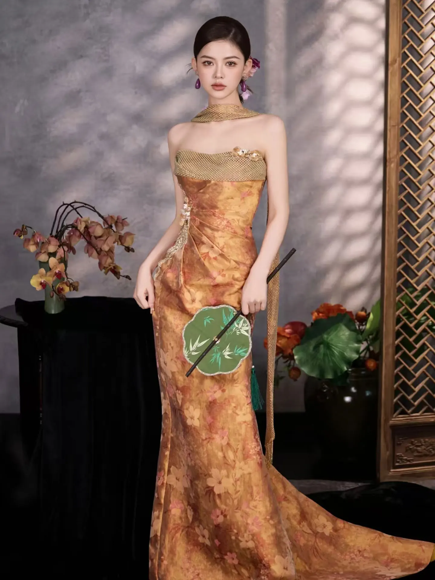 

Новое китайское свадебное платье 2025 года с завышенной талией, силуэт «русалка», винтажное, без бретелек, утренний халат, свадебное платье на заказ