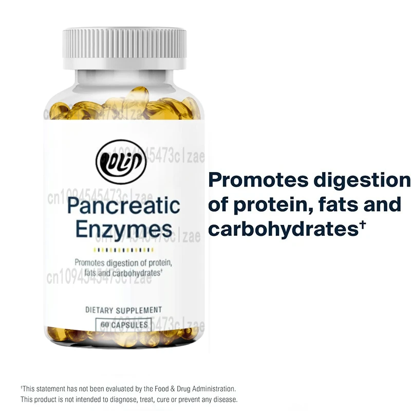1000 ملغ تريبسين، مكمل الجهاز الهضمي يحتوي على 60 كبسولة من البروتيز والأميلاس والليباز