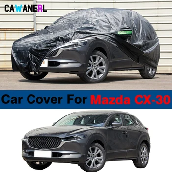 Black Car Cover For Mazda CX-30 CX30 2019-2024 Outdoor Anti-UV Sun Shade Snow Rain Scratch Resistant Waterproof SUV Cover