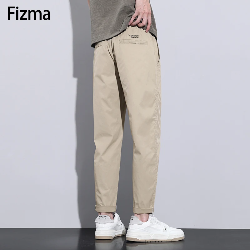 Fizma Brand Men\'s Clothing Elastic Waist Straight Casual Pants Man Breathable Sweatpant Summer Thin Trouser For Men Joggers Male