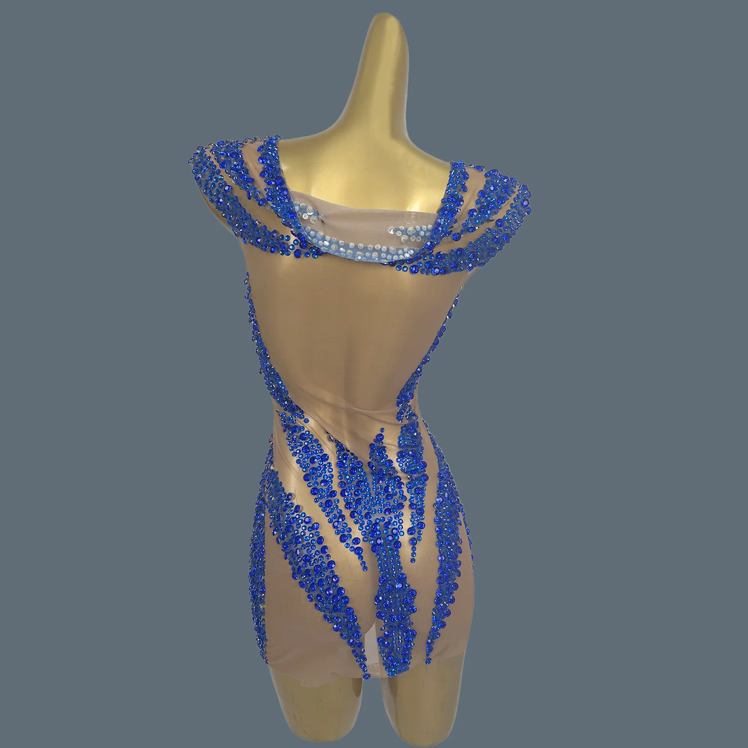 

Sparkly Red Rhinestones Short Dress Women Photo Shoot Wear Stage Costume Sexy Mesh Party Celebrate Birthday Dress Xuelian