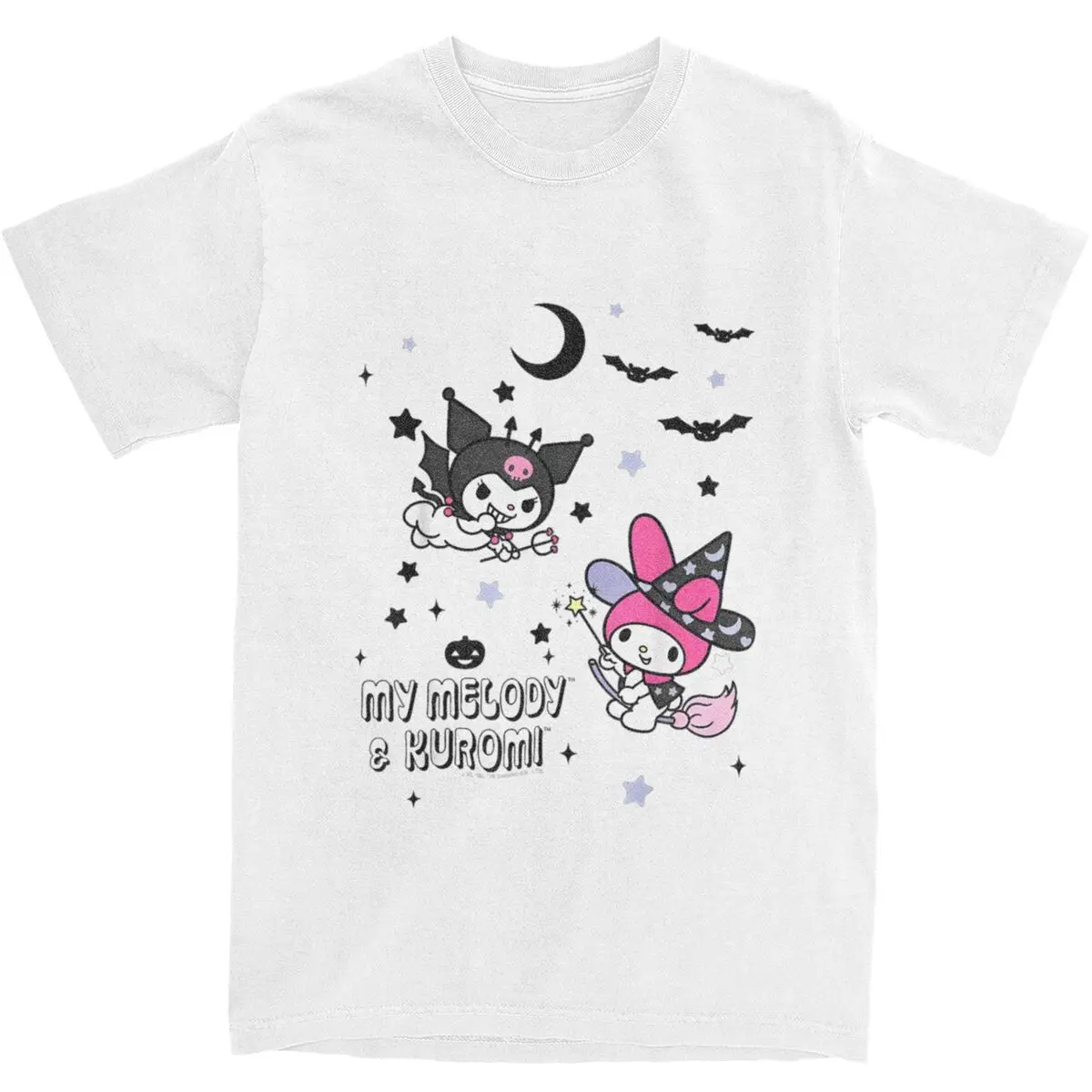 

Футболка Haikyuu Halloween My Melody And Kuromi Хлопковые футболки в стиле хип-хоп для мужчин Лето Y2K Веселые повседневные топы с короткими рукавами