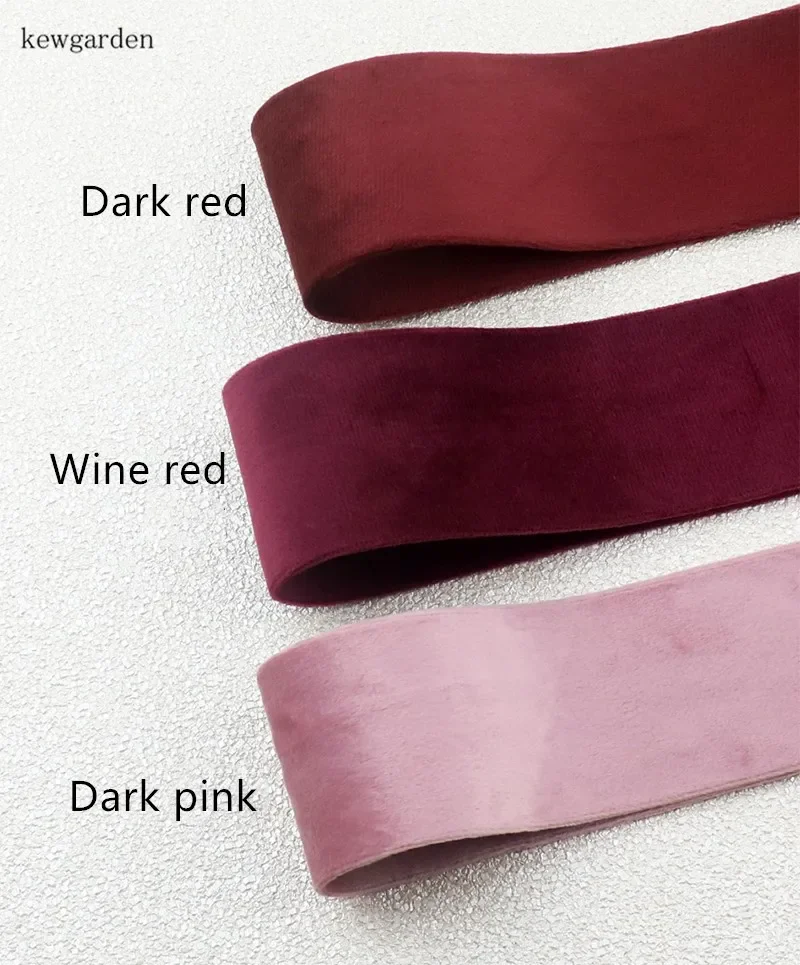 Kewgarden Velvet Fabric Layering Cloth Ribbons 50mm 25mm 10mm Handmade Tape DIY Bowknot Satin Ribbon Riband 11 Yards