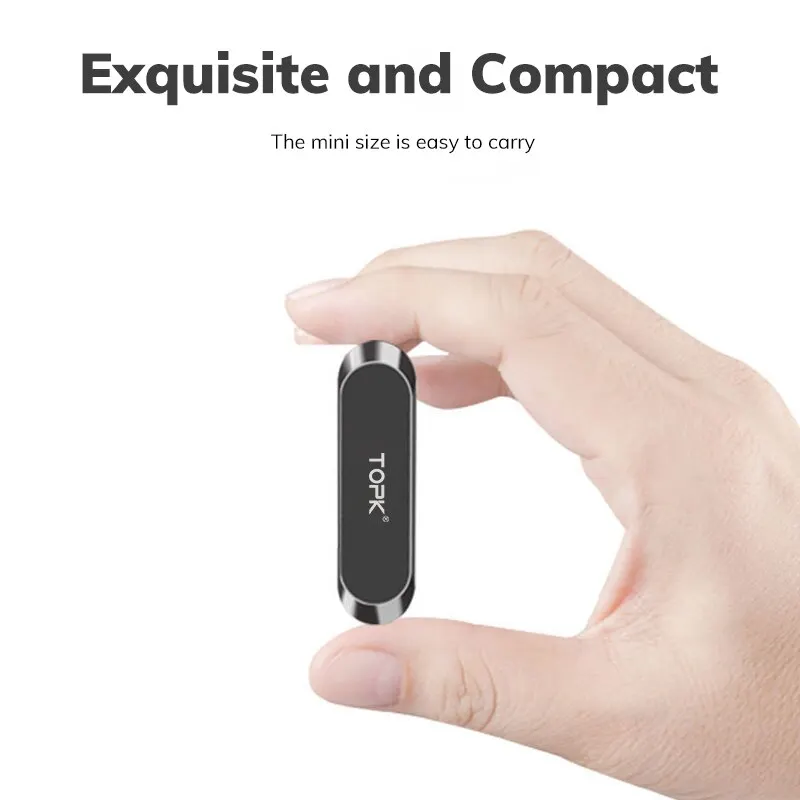 TOPK Metal Magnetic Car Phone Holder Universal Strip Shape Mobile Phone Stand Strong Magnet GPS Support Car Mount For iPhone 14 image 5