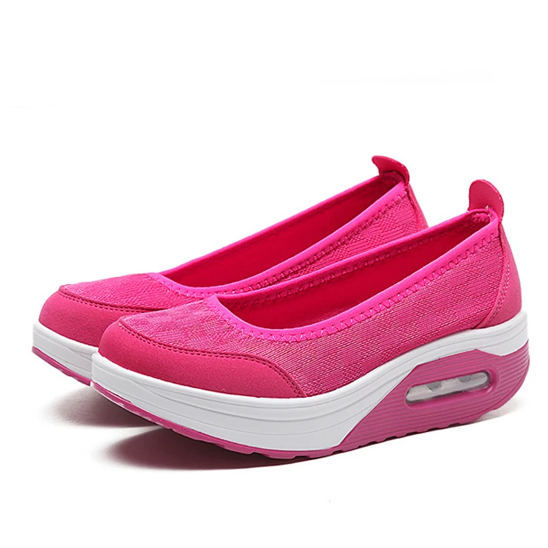 Zapatillas de deporte con plataforma para mujer, zapatos informales de oficina con cuña, suela gruesa, talla grande 42, 2021