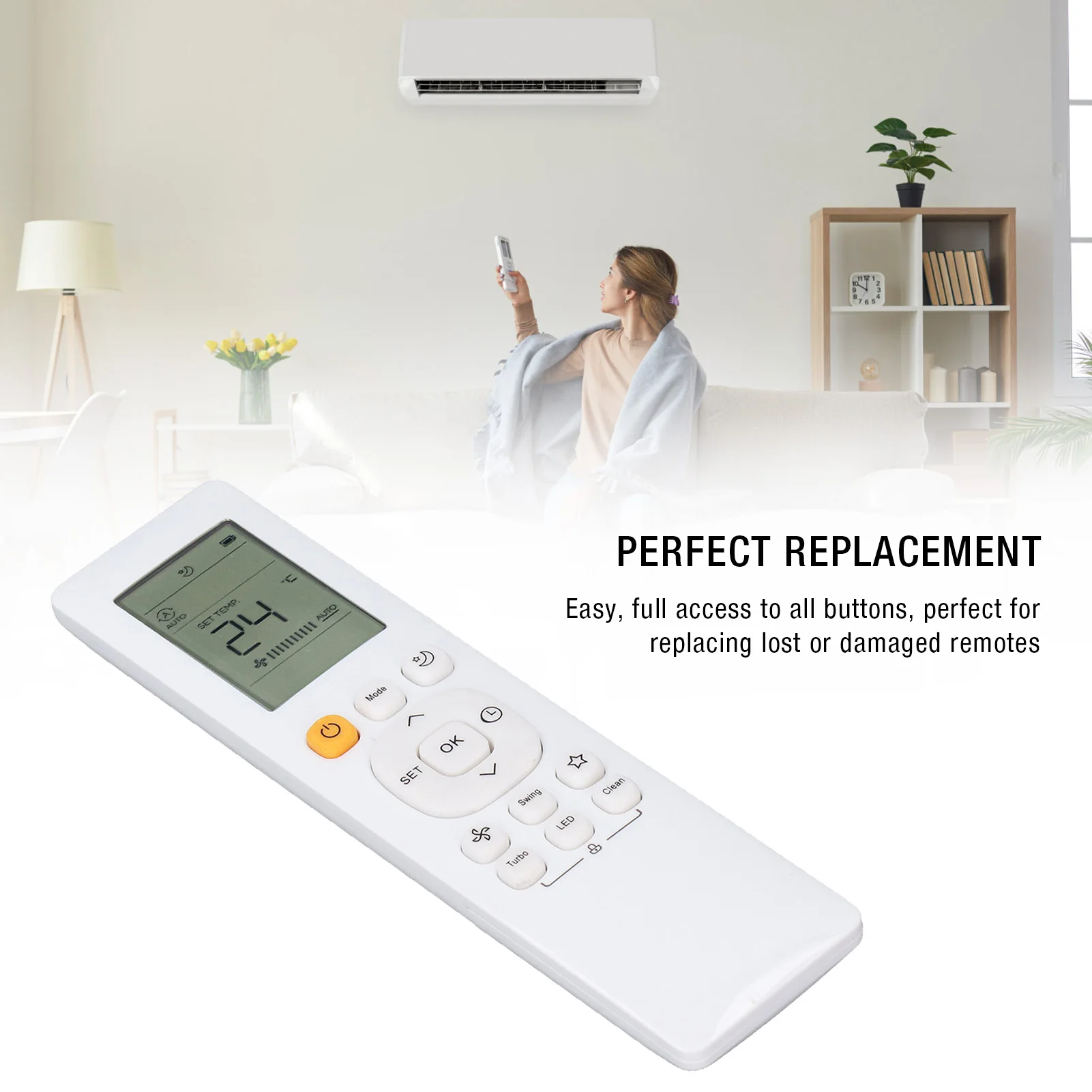 Air Conditioner Remote Control Comfortable Grip for Midea Air Conditioner Remote RG10B(B)/BGEF RG10A5(D)/BGCEF RG10A11(D)
