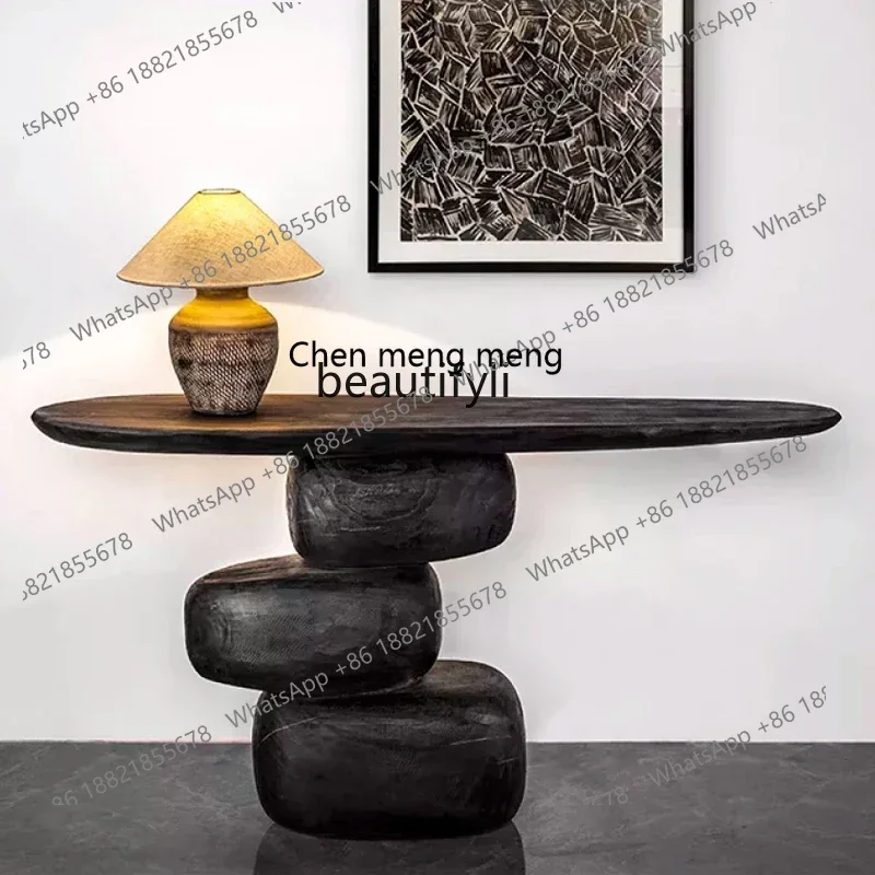 X  Silent Wind Log Carbonized Entrance Platform Entrance Table Case Medieval Aisle Corridor Entrance CabinetAA