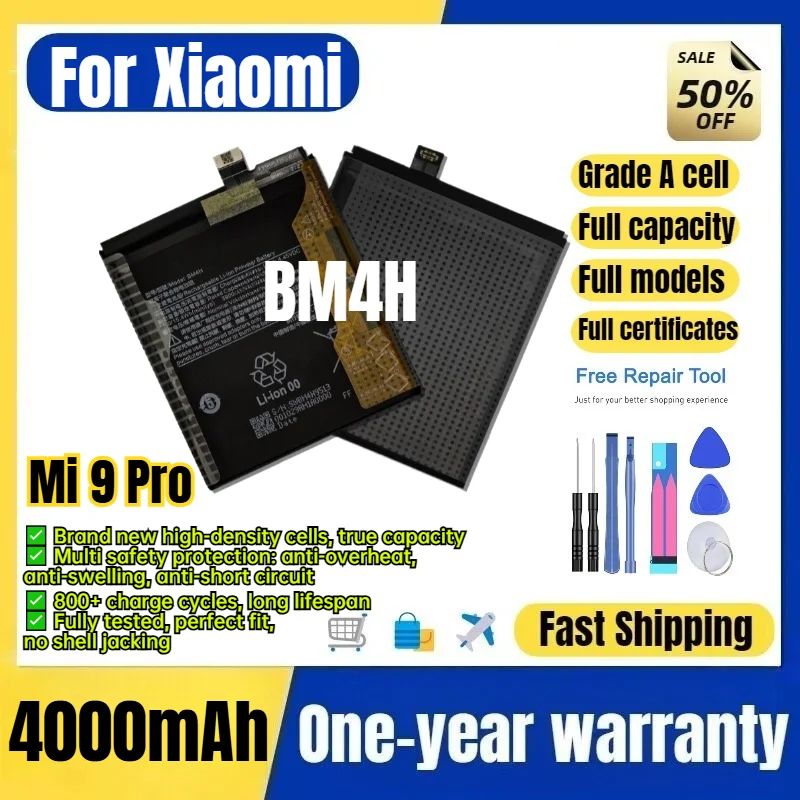 BM4H for Xiaomi Mi 9 Pro Phone Battery 0 Cycle High Quality High Capacity Battery Replacement Bateria Grade A Cell with Tools