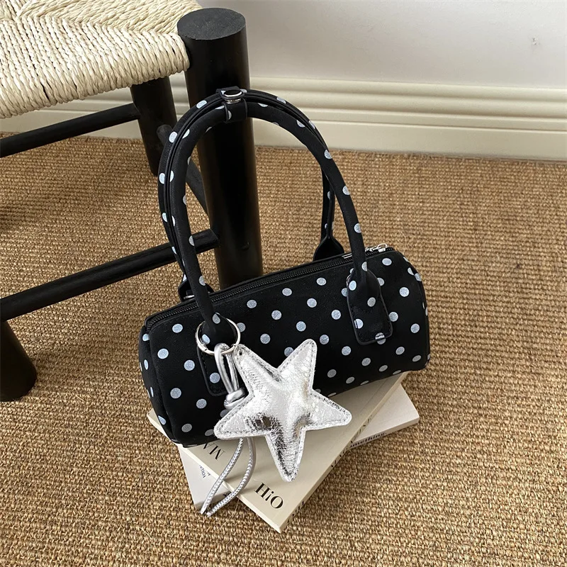 Korean Cute Polka Dot Pu Shoulder Bags for Women Versatile Ladies Adjustable Crossbody Bag Simple Girly Style Pillow Handbag